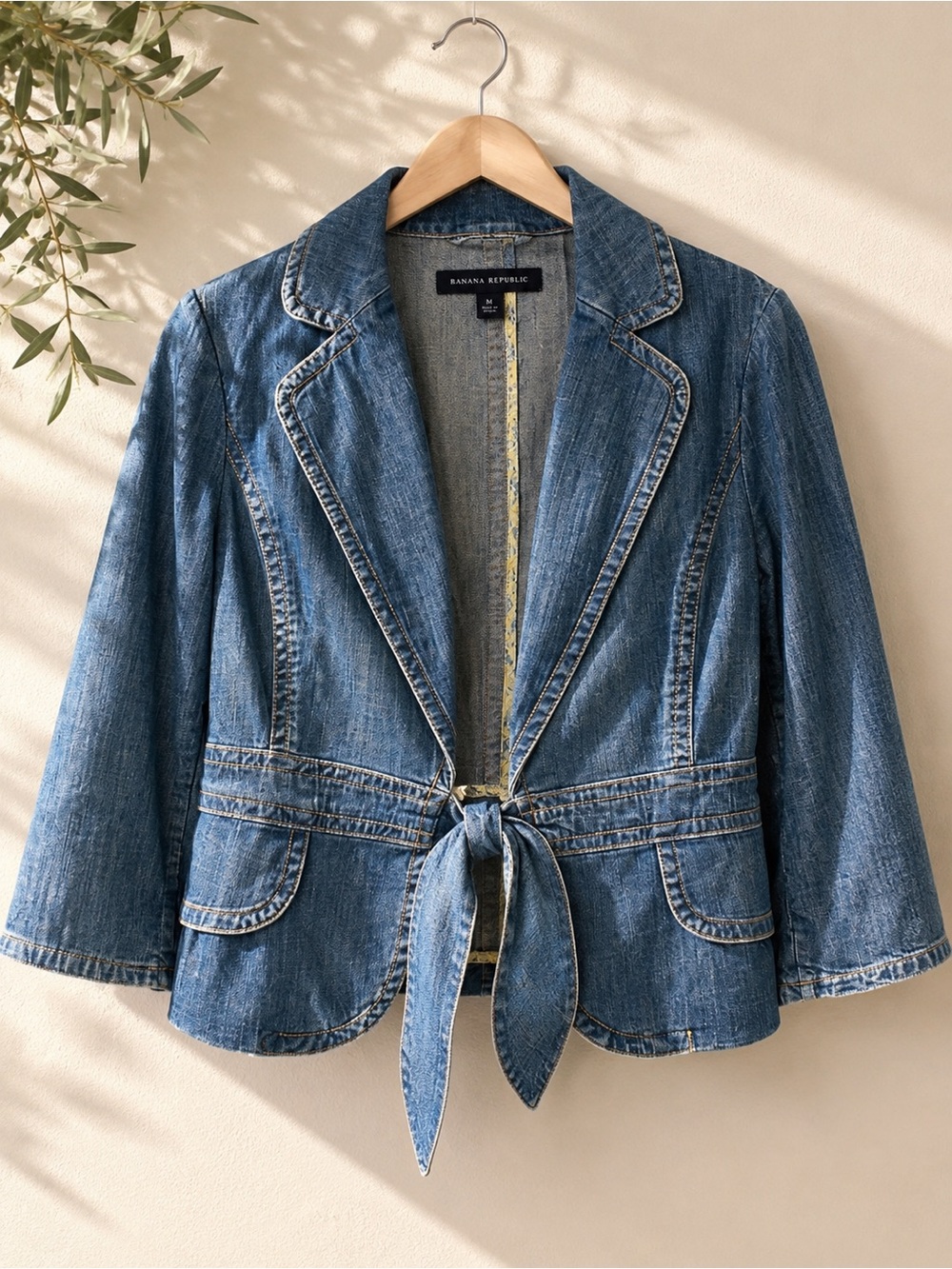 Banana Republic Denim Tie Front Blazer Jacket | Y2K Chambray Denim